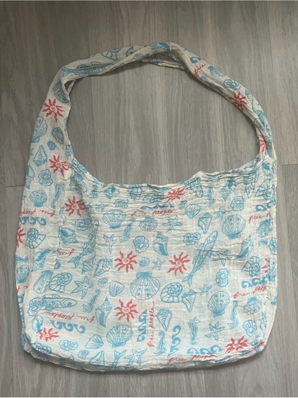 Free People Sea Shell Print Canvas Tote Bag